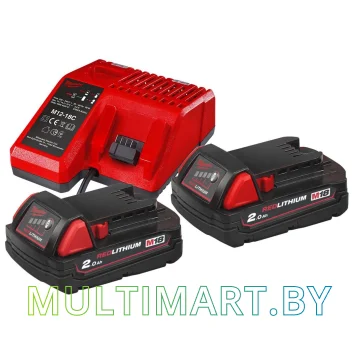 Аккумулятор с зарядным устройством Milwaukee M18 NRG-202 (2x18В/2 Ач + 12-18В)